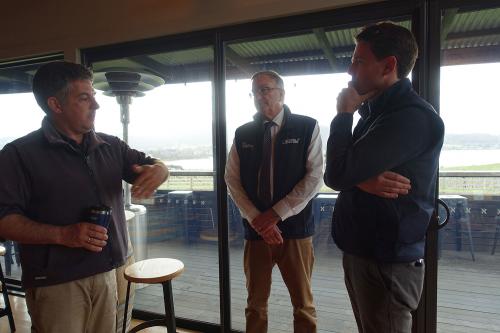With Liberal Member for Lyons, Rene Hidding MP and Matt Dunbabin of Bangor Oyster Farm